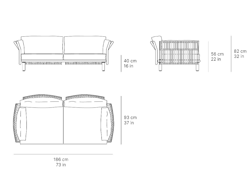 Sofá para salón exterior de dos o tres plazas Tempo de SKLD - 5