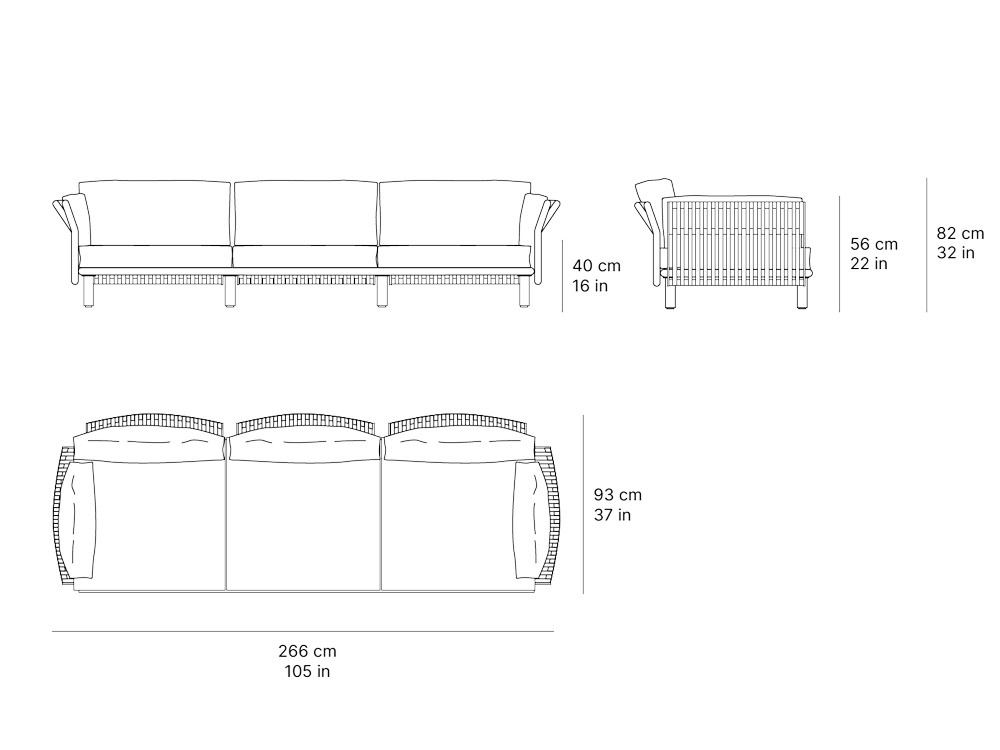Sofá para salón exterior de dos o tres plazas Tempo de SKLD - 6