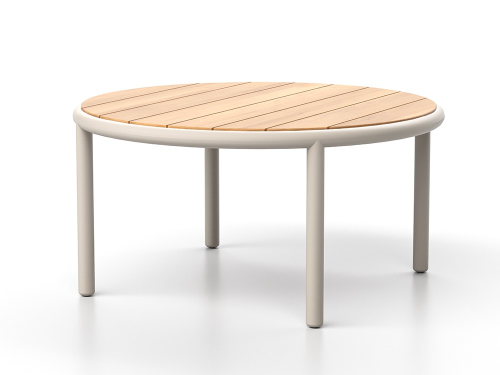 Mesa de centro redonda para salón exterior de teca o dekton Tempo de SKLD - 1