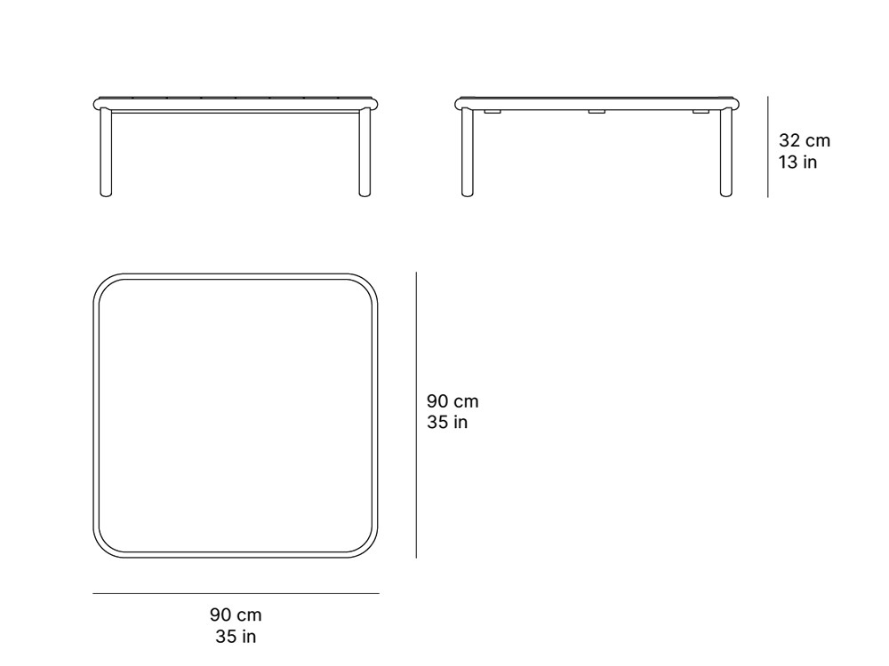 Mesa de centro cuadrada o rectangular para salón exterior de teca o dekton Tempo de SKLD - 8