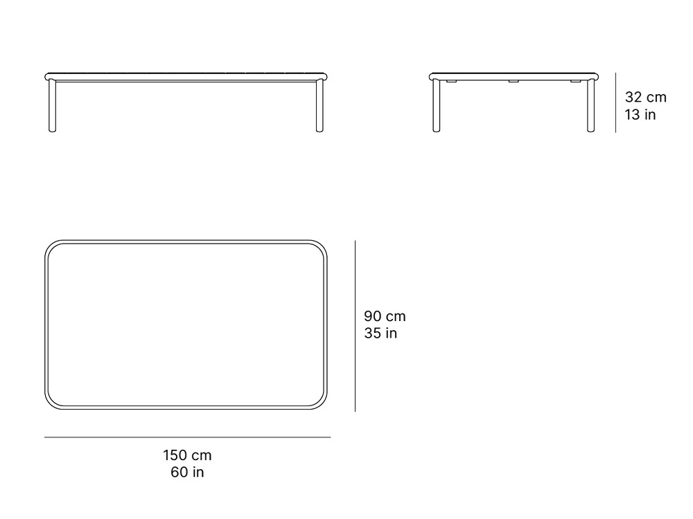 Mesa de centro cuadrada o rectangular para salón exterior de teca o dekton Tempo de SKLD - 9