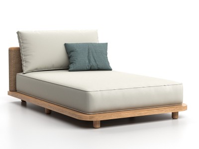 Tumbona de madera de teca y fibra Umbro de SKLD - 2