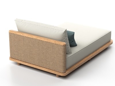 Tumbona de madera de teca y fibra Umbro de SKLD - 3