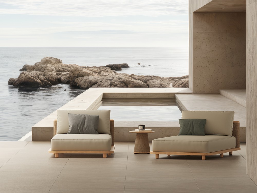 Tumbona de madera de teca y fibra Umbro de SKLD - 5