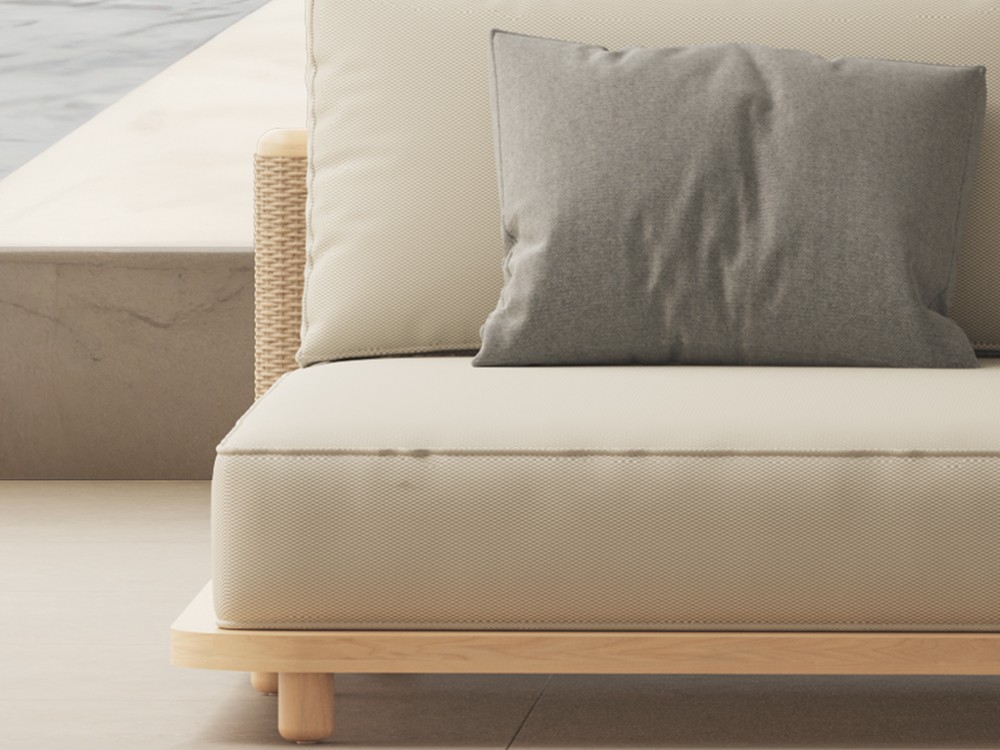 Tumbona de madera de teca y fibra Umbro de SKLD - 6