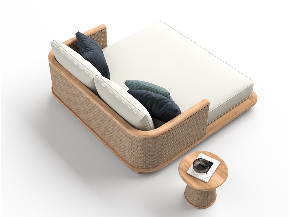 Daybed de madera de teca y fibra Umbra de SKLD - 3