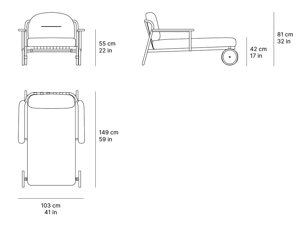 Tumbona con ruedas Lacus de SKLD - 4