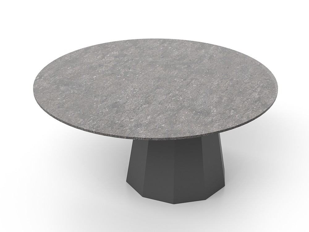 Mesa de centro para salón exterior con base de aluminio o teca y sobre Dekton Lacus de SKLD - 1