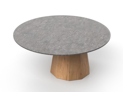 Mesa de centro para salón exterior con base de aluminio o teca y sobre Dekton Lacus de SKLD - 2