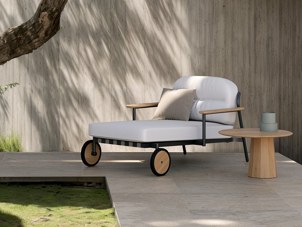 Mesa auxiliar para salón exterior Lacus Teca de SKLD - 5