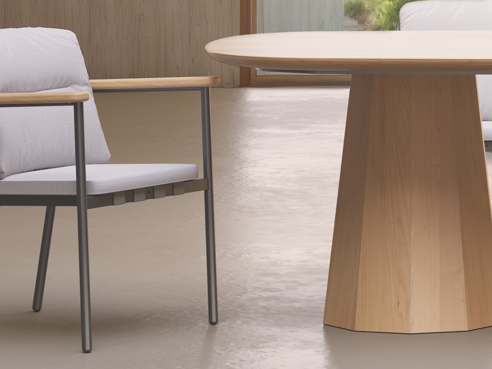 Mesa ovalada de comedor para jardín Lacus Teca de SKLD - 5