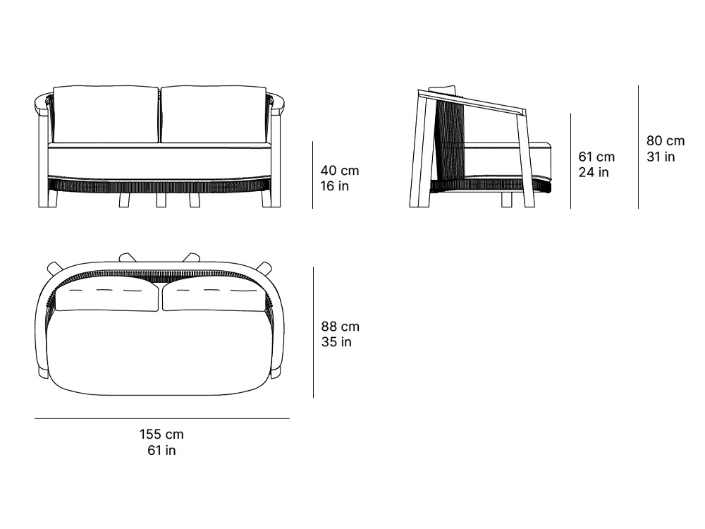 Sofá de dos o tres plazas para salón exterior Lenis de SKLD muebles de jardín - 4