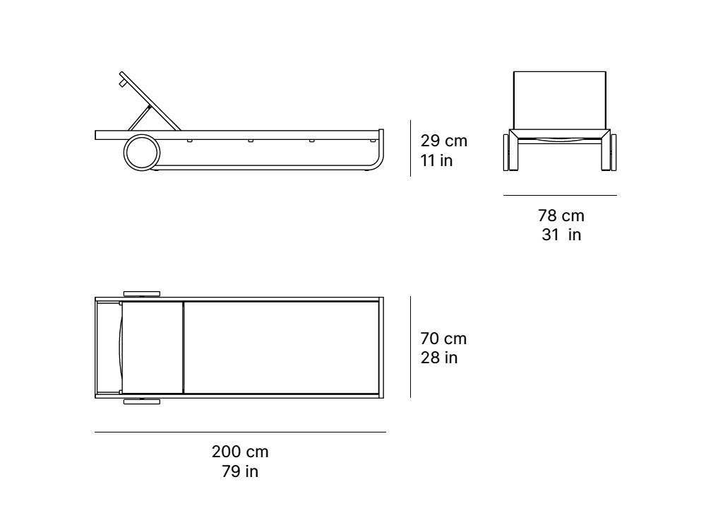 Tumbona reclinable con ruedas para terraza o jardín Ventus de SKLD muebles de exterior premium - 3