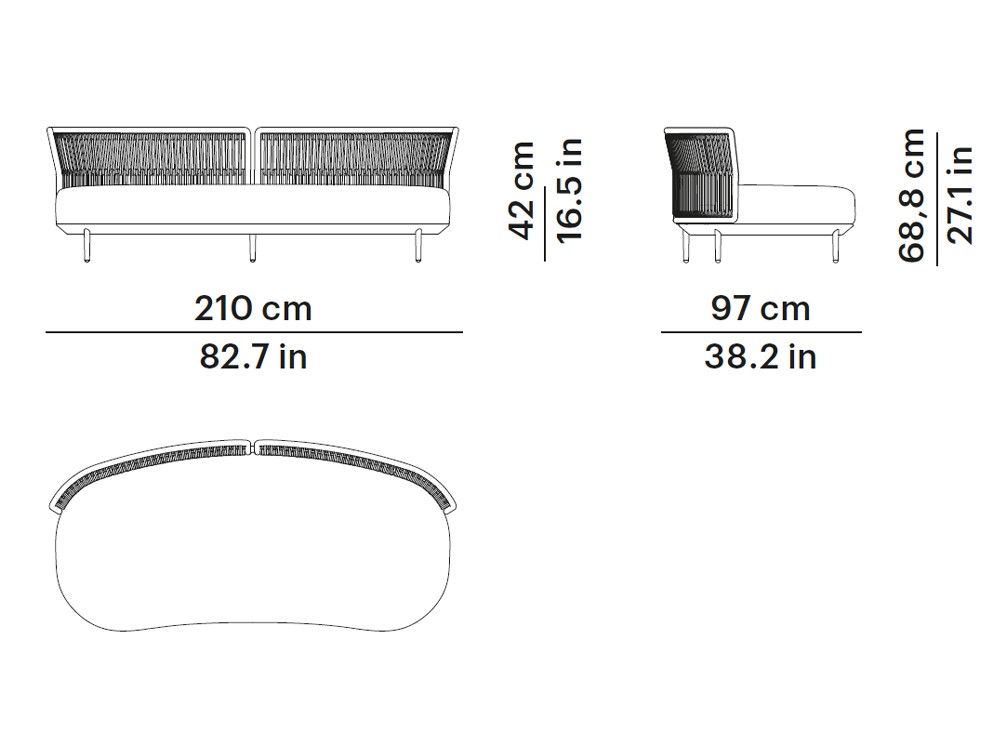 Sofá sin brazos para salón exterior Amba Woven de Point muebles de jardín premium - 3
