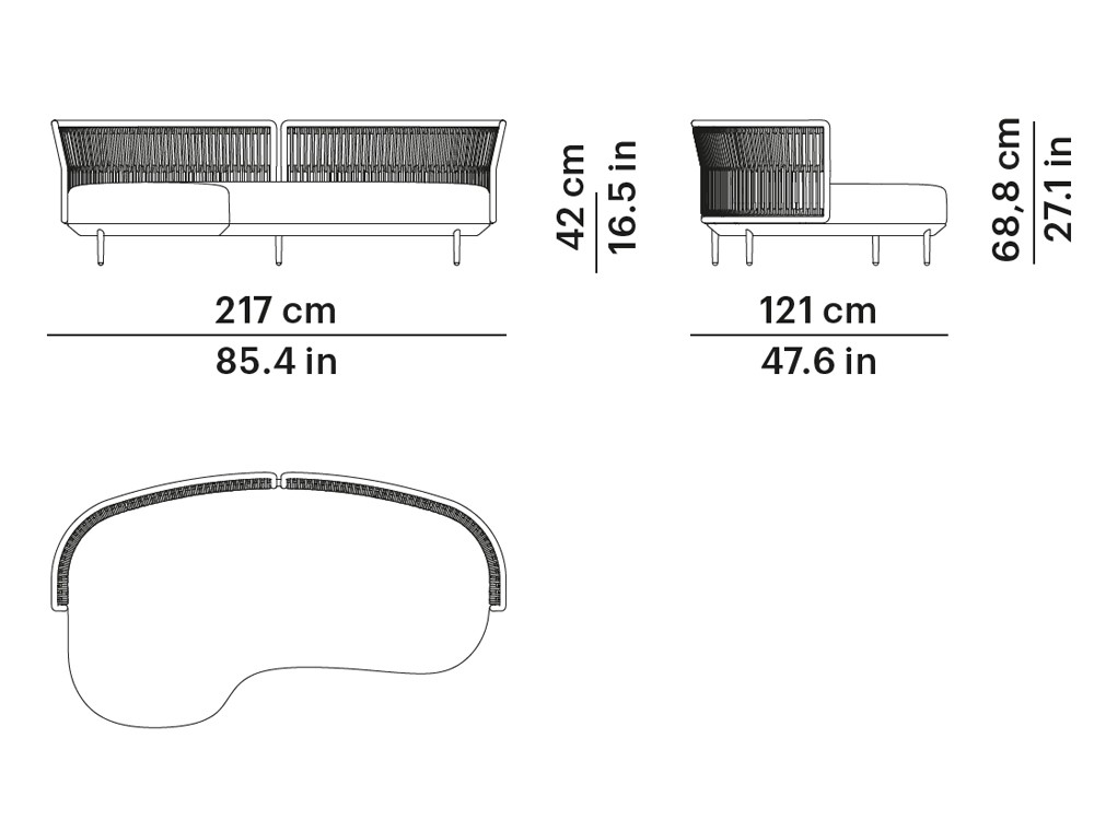 Sofá chaiselongue para salón exterior Amba  Woven de Point muebles de jardín premium - 3