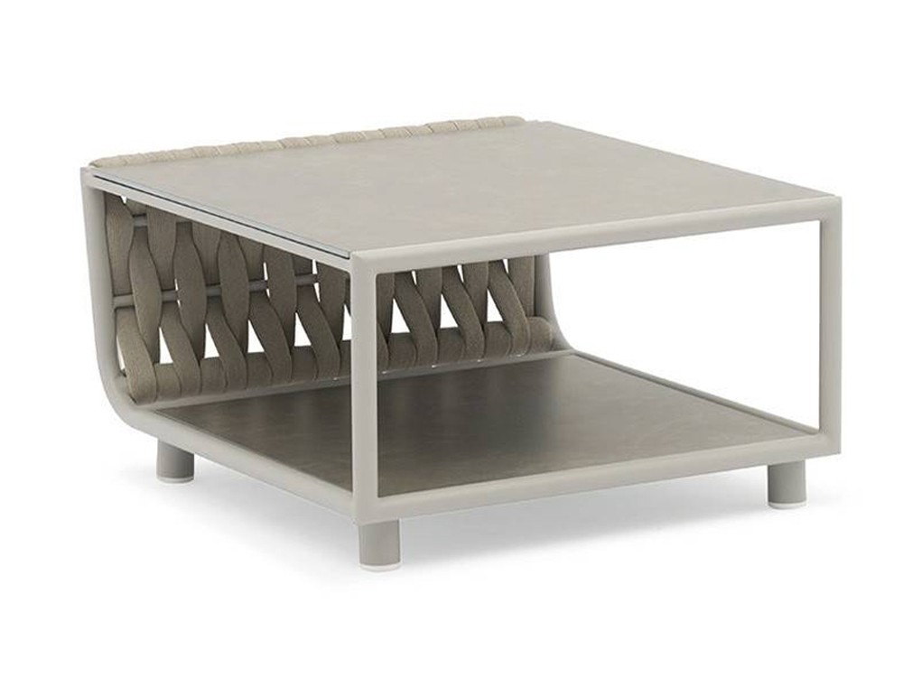 Mesa de centro para exterior en aluminio, cuerda trenzada y cristal cerámico Laos de Majestic Garden - 5