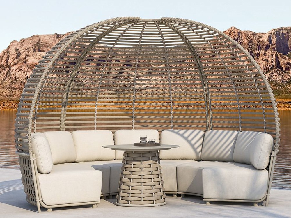 Set salón exterior en aluminio y cuerda trenzada Laos Curve de Majestic Garden - 2