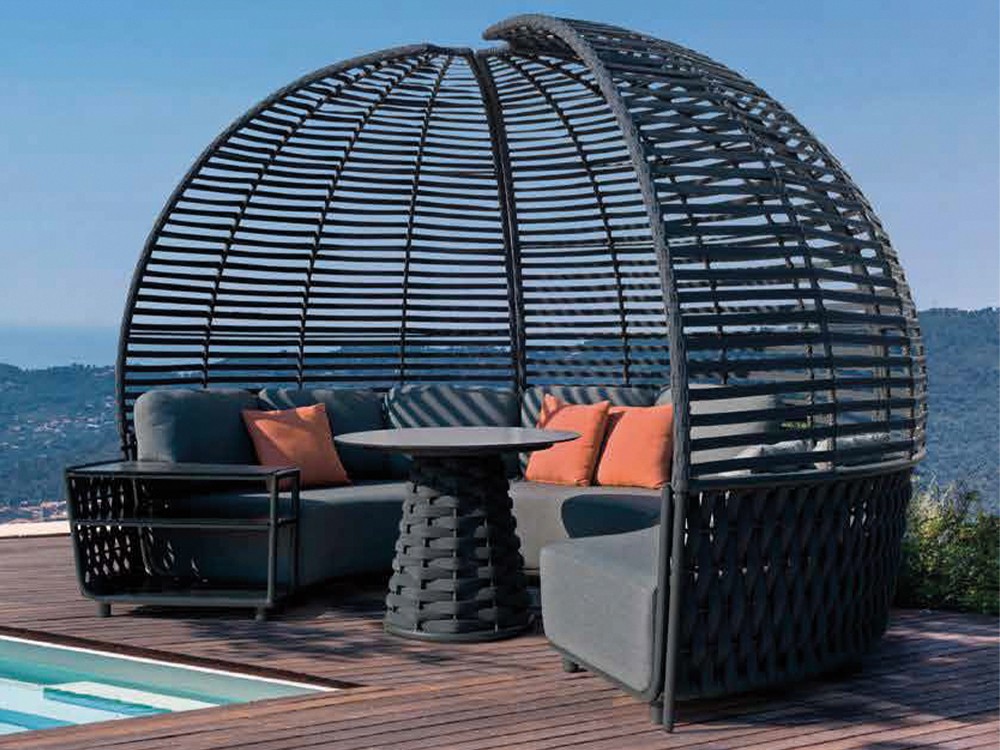 Set salón exterior en aluminio y cuerda trenzada Laos Curve de Majestic Garden - 3