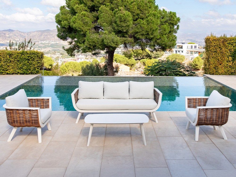 Conjunto de salón exterior de aluminio y fibra Sudán de Majestic Garden - 3