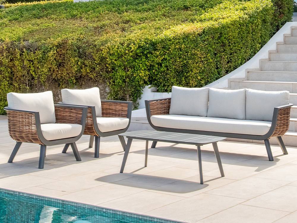 Conjunto de salón exterior de aluminio y fibra Sudán de Majestic Garden - 1