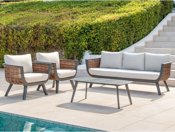 Conjunto de salón exterior de aluminio y fibra Sudán de Majestic Garden - 1