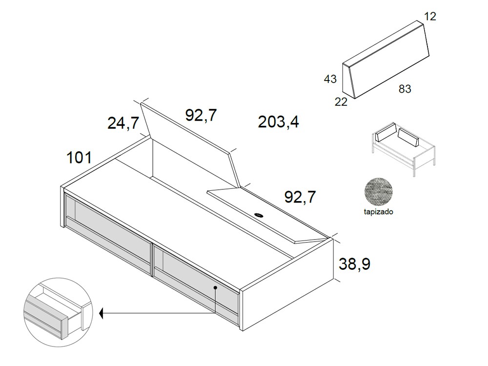 Cama compacta con arcón y cajones Kawaiicore  05 Delulu Ros - 3