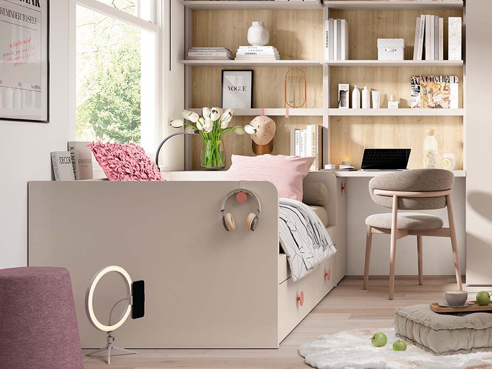 Cama nido con escritorio Cleangirl Delulu 08 Ros - 1