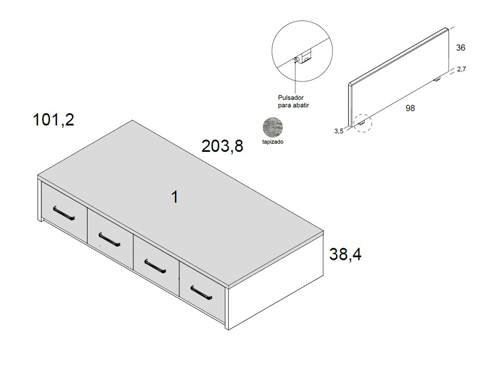 Cama compacta Playcore Delulu 12 de Ros - 4