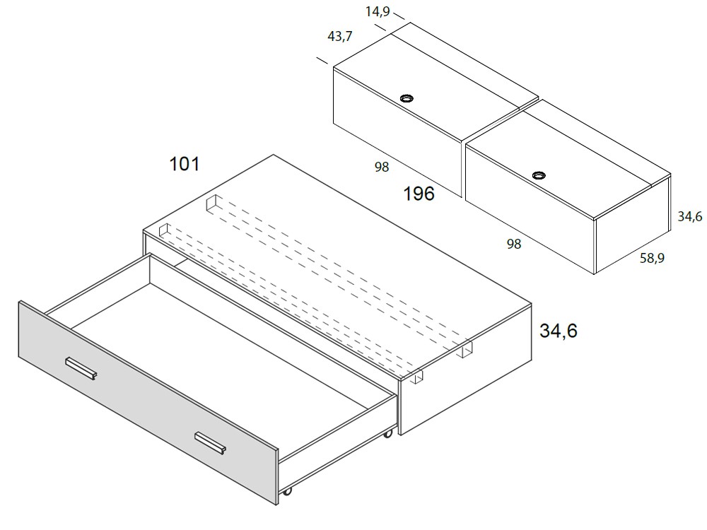 Cama con cajón Darkacademia Delulu 24 de Ros - 4