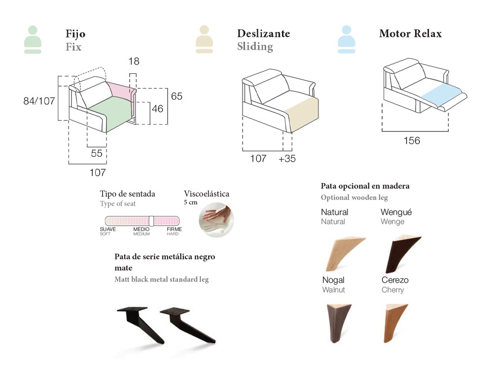 Sofá con asientos deslizantes Alice de Pedro Ortiz - 3