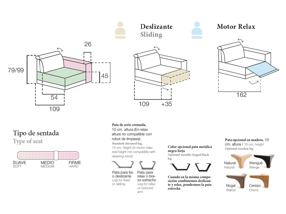 Sofá chaiselongue asientos deslizantes Cinthia de Pedro Ortiz - 4