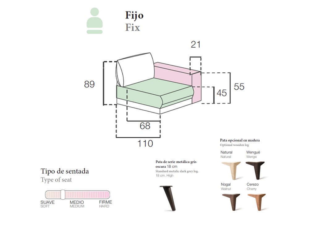 Sofá chaiselongue fijo Dallas Pedro Ortiz - 4