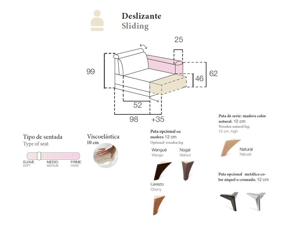 Sofá con asientos deslizantes Palma de Pedro Ortiz - 3