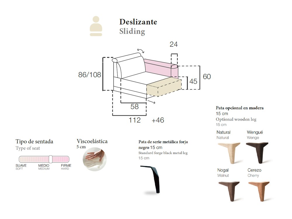 Sofá Chaiselongue con deslizantes Vivian Pedro Ortiz - 7