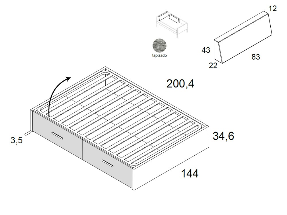 Cama canapé 135cm Campercore Delulu 36 de Ros - 4
