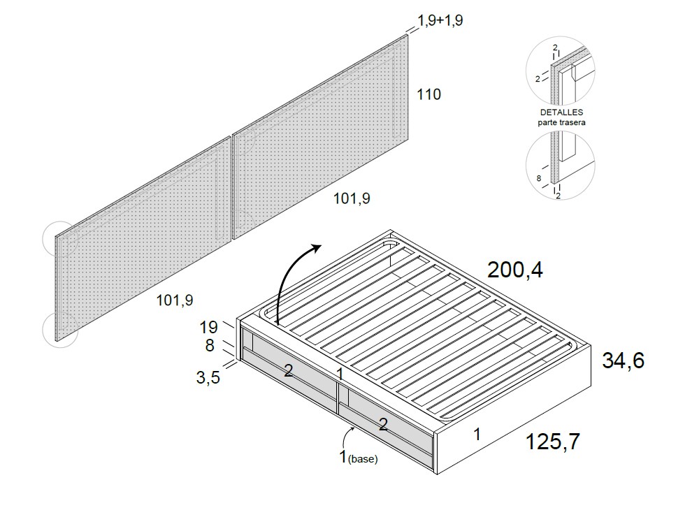 Cama canapé Clean Delulu 37 de Ros - 4