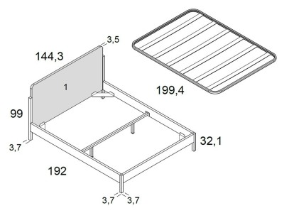 Cama cabezal tapizado 135cm royalcore Delulu 41 de Ros - 3