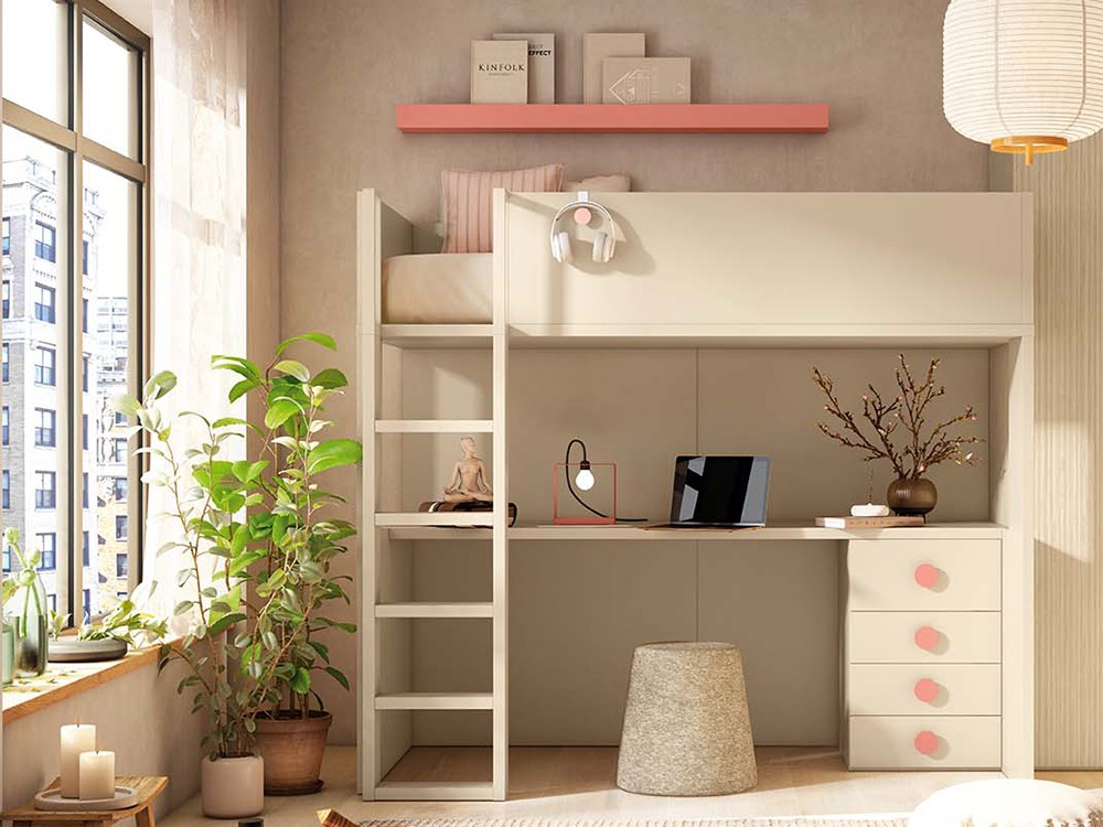 Cama alta Trak con escritorio Delulu 46 de Ros - 1