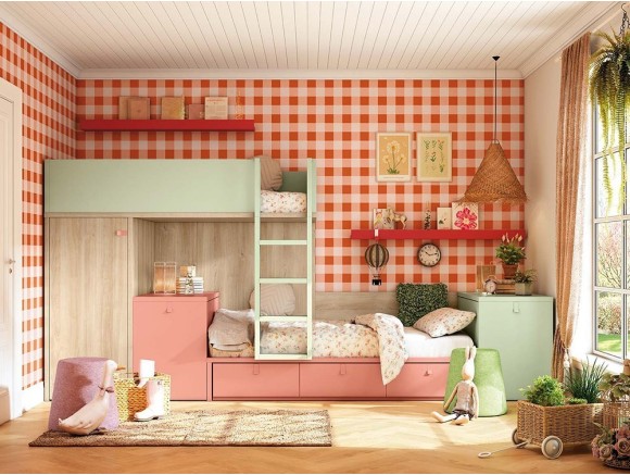 Cama tren con escritorios Cottagecore Delulu 54 de Ros - 1