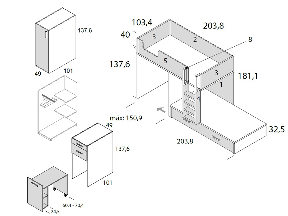Cama tren Playcore Delulu 55 de Ros - 3