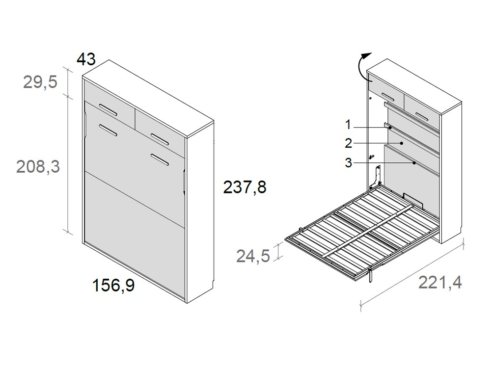 Cama abatible vertical 135cm Delulu 60 de Ros - 4