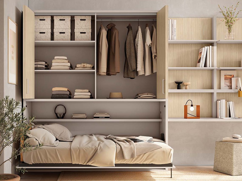 Cama abatible horizontal con armario Delulu 64 de Ros - 1