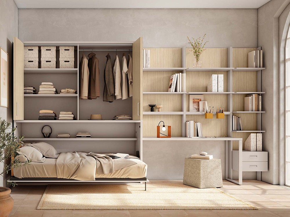 Cama abatible horizontal con armario Delulu 64 de Ros - 3