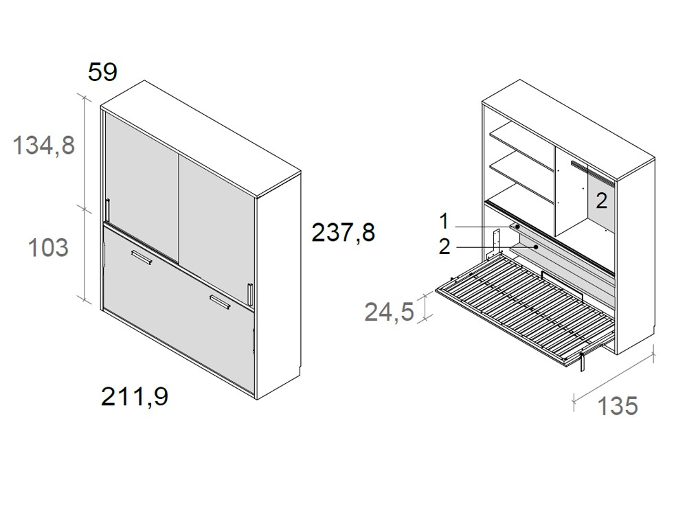 Cama abatible horizontal con armario Delulu 65 de Ros - 4