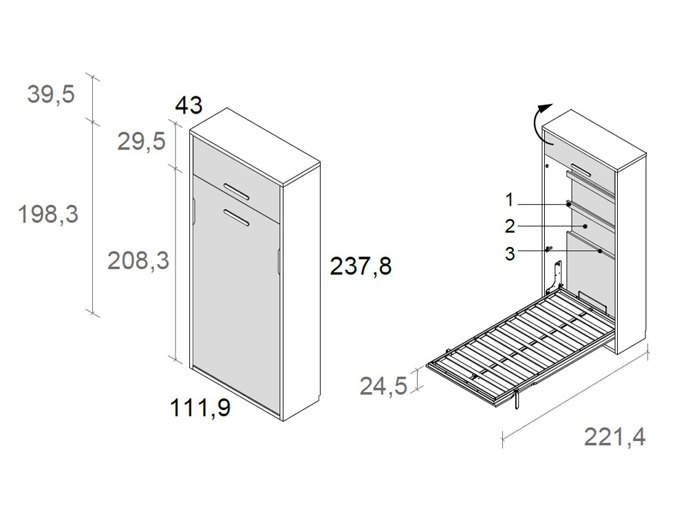 Cama abatible vertical con armario Delulu 66 de Ros - 4