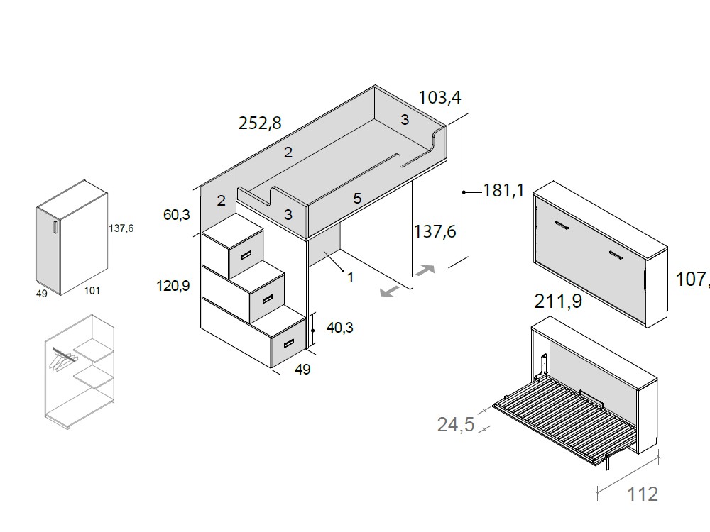 Litera con cama abatible playcore Delulu 70 de Ros - 3