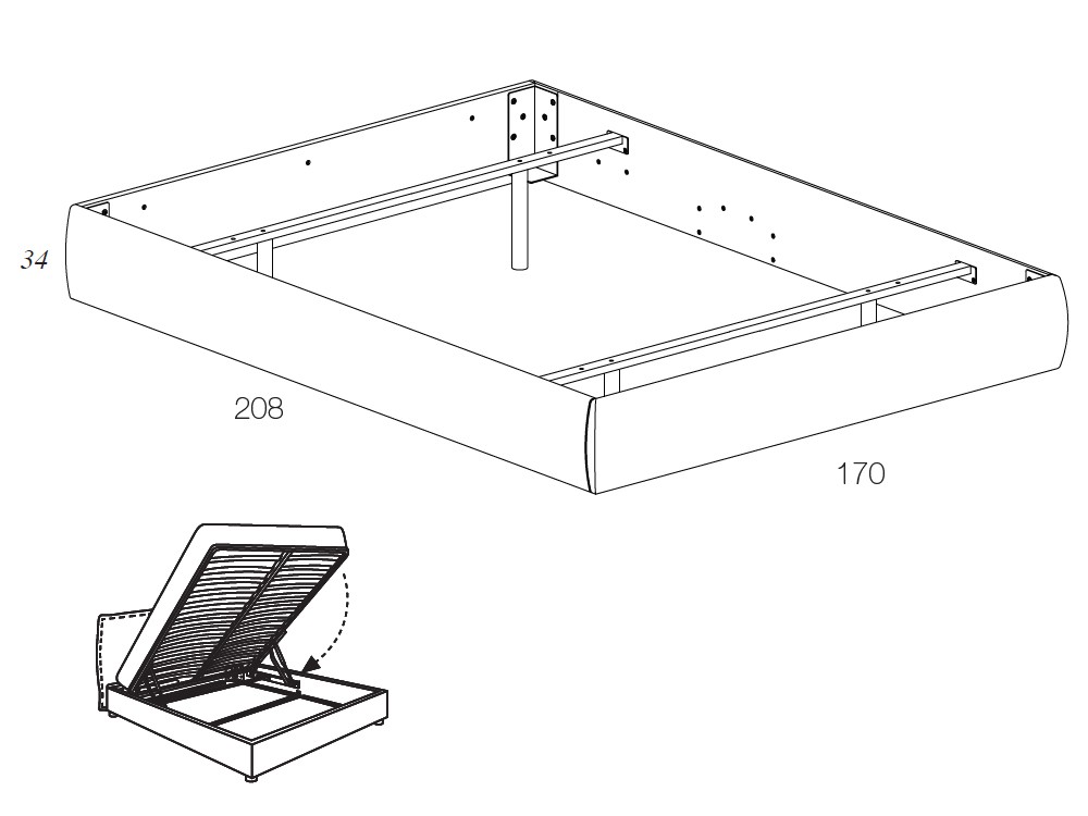 Cama con cabezal con cojines Zen Bold Notte con arcón Devina Nais - 7
