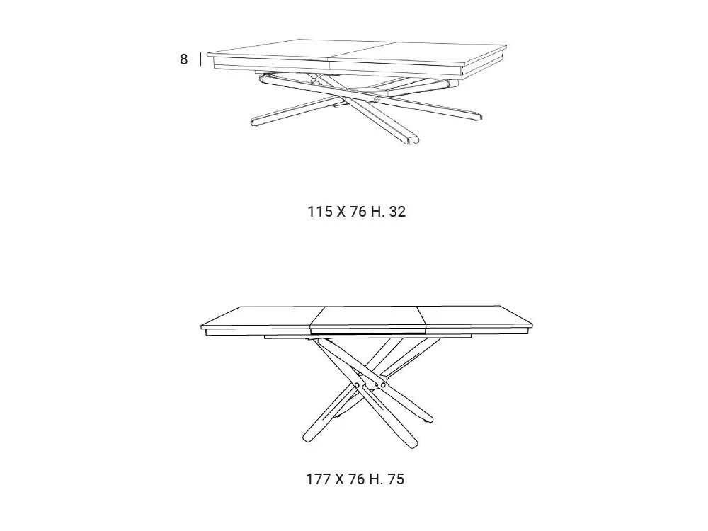 Mesa de centro transformable en mesa de comedor Glissé de Easyline by Ozzio Italia - 4
