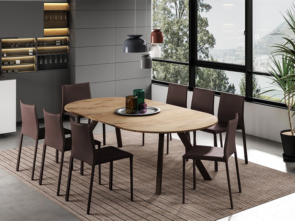 Mesa redonda de comedor extensible Coral de Easyline by Ozzio Italia - 1