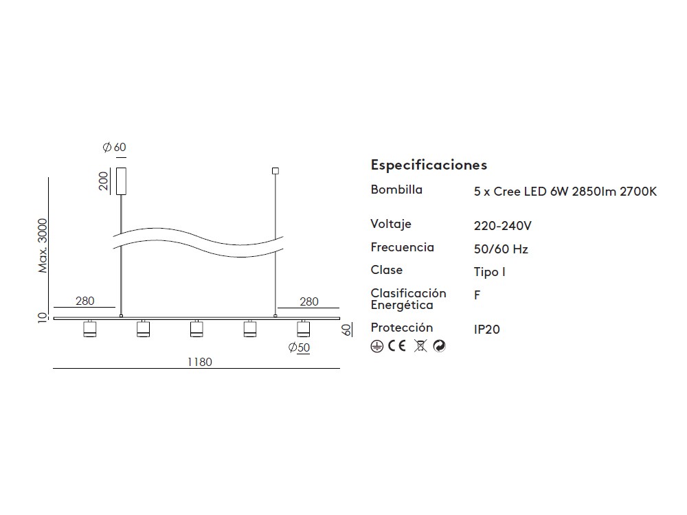 Lámpara de techo Tea Big de Aromas - 3
